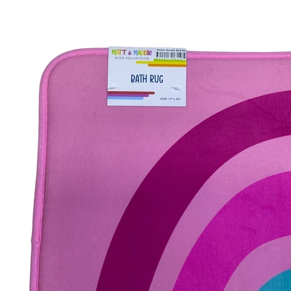 Matt & Maddie Rainbow Kids Bathroom Rug Memory Foam NonSlip Rectangle 17x24 In